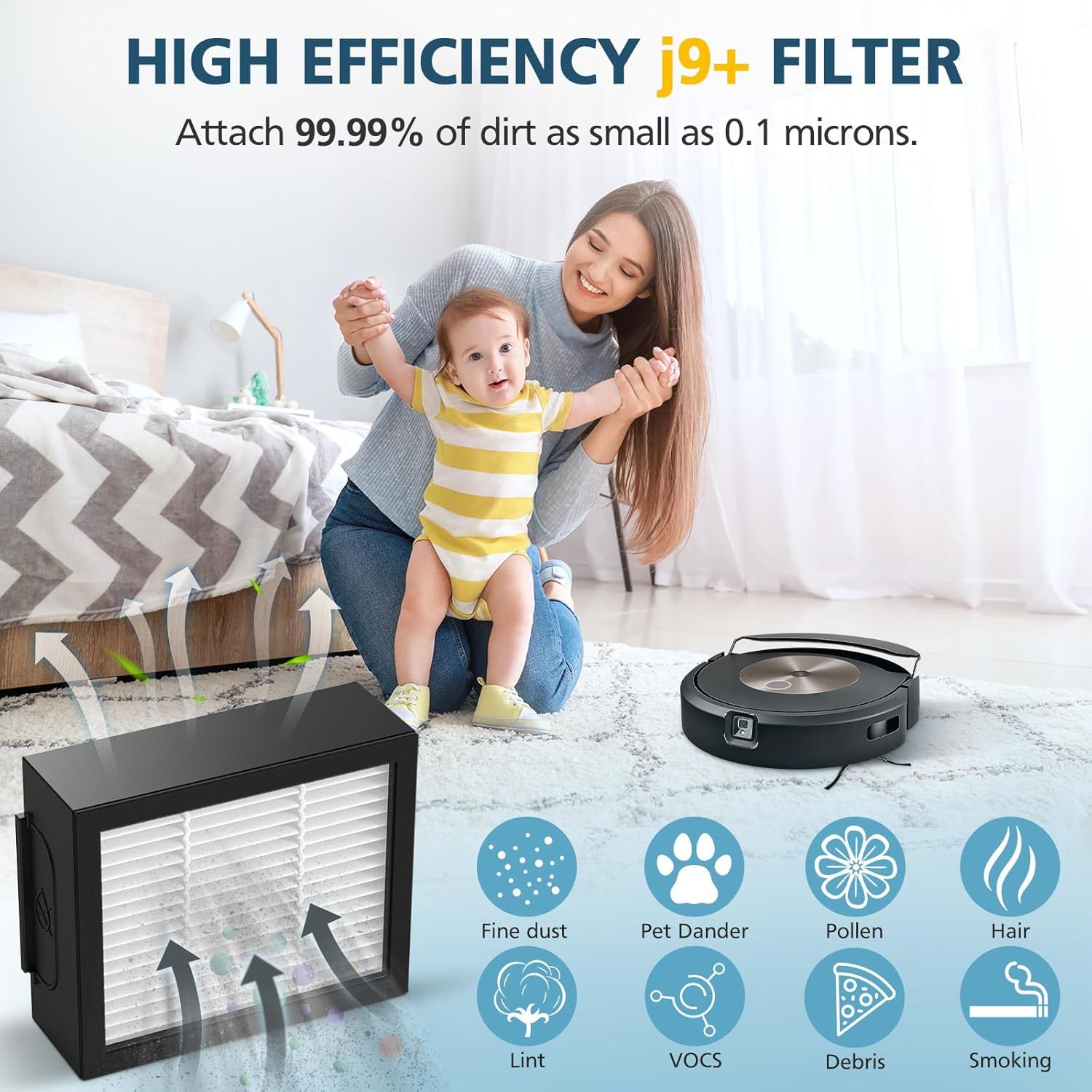 Combo 10 Max/ j9+/ j7+ HEPA ilters ONLY Compatible With i-Robot Roomba Combo 10 Max, Combo j9+, Combo j7+ Robot Vacuum 𝗡𝗼𝘁 𝗙𝗶𝘁 𝗳𝗼𝗿𝗥𝗼𝗼𝗺𝗯𝗮 j7/ j7+/ j9/ j9+