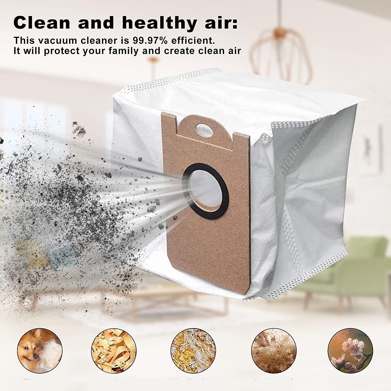 6 Pack Dust Bags or iHome AutoVac Nova Sel Empty Robot Vacuum Replacement Accessory Parts