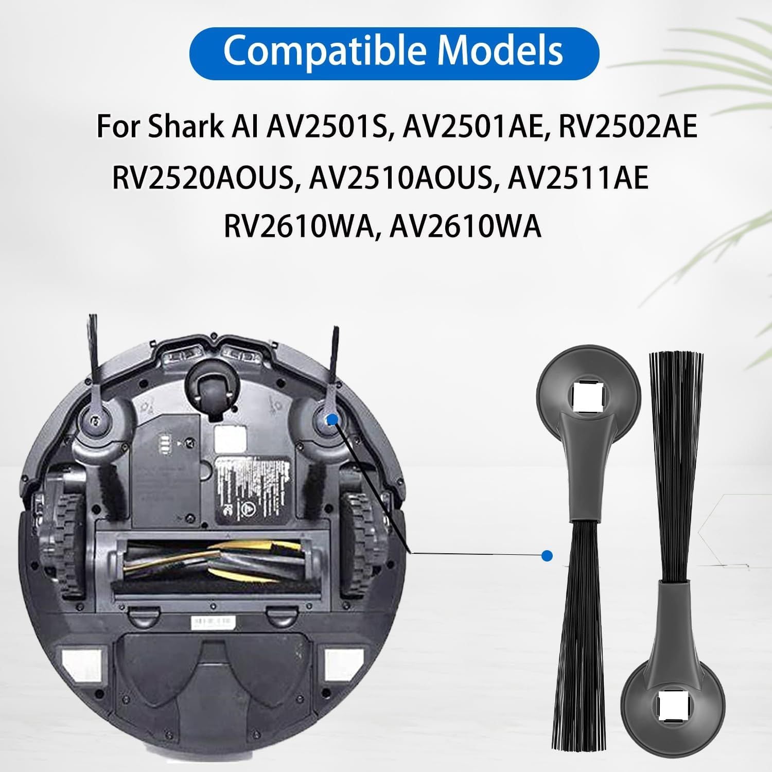 Side Brush or Shark AI AV2501S, AV2501AE, RV2502AE, RV2520AOUS, AV2510AOUS, RV2610WA, AV2610WA, RV2820ZE Robotic Vacuum Cleaner Replacement Parts Accessories - 10 Pack