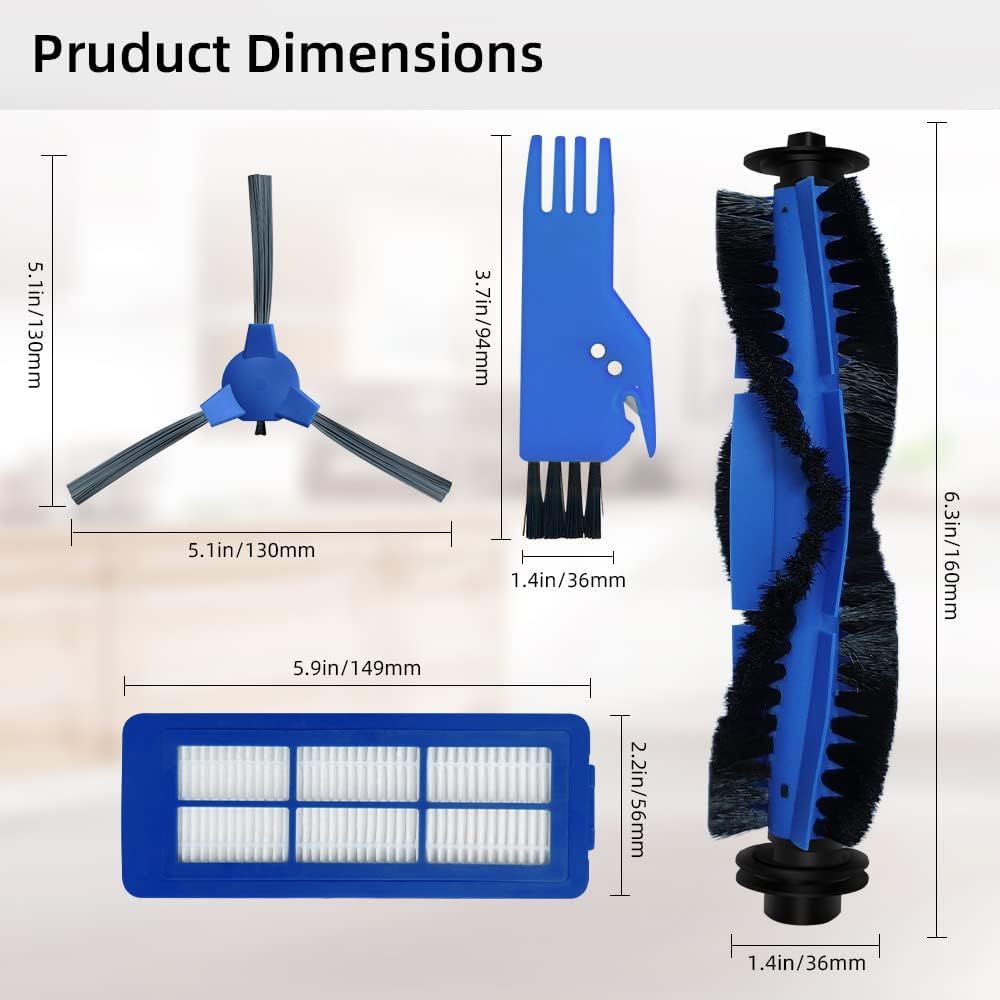 Spare Accessories Compatible or euy 11S Max, 30C Max, 15C Max, Robotic Vacuum Replacements: 1 Roller Brush 6 Side Brushes 5 Unibody ilter 𝙉𝙊𝙏 𝙛𝙤𝙧 𝟏𝟏𝐒 or 𝗚𝟯𝟬