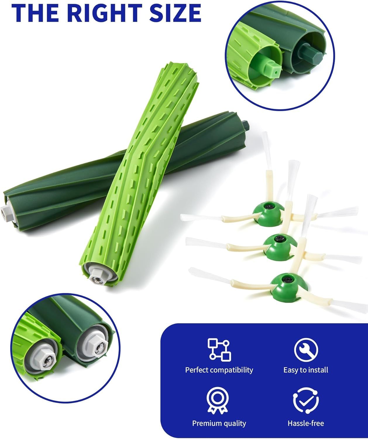 Replacement Parts & Accessories or iRobot E, I & J Series, Combo i5, j5 Series Robot Vacuum, Dual Multi-Surace Rubber Brushes & 3 HEPA ilter & 3 Edge-Sweeping Brushes
