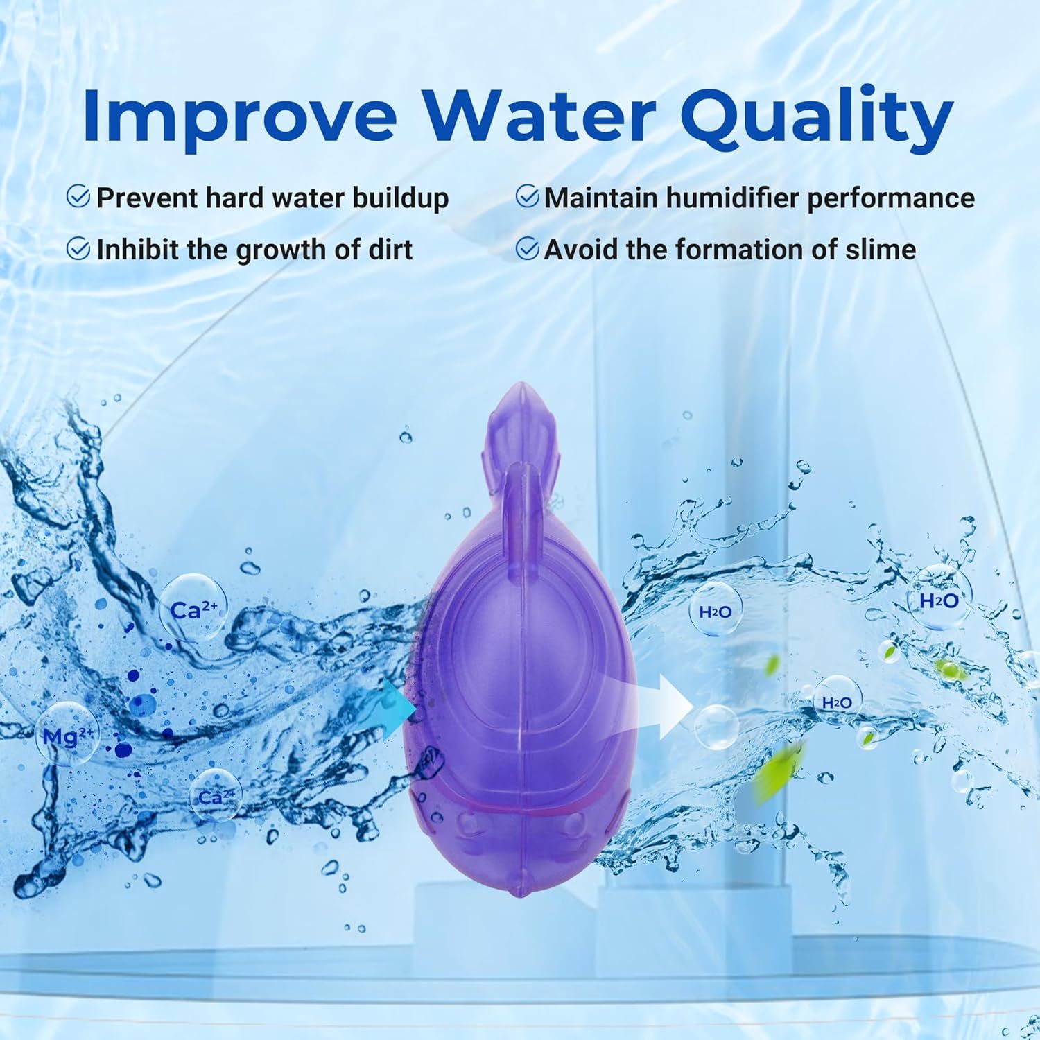 Humidiier Cleaning ish, 6 Pack Humidiier Cleaner or Humidiiers and ish Tanks, Puriies Water, Prevents Hard Water Build-Up, Reduces Scale, Purple