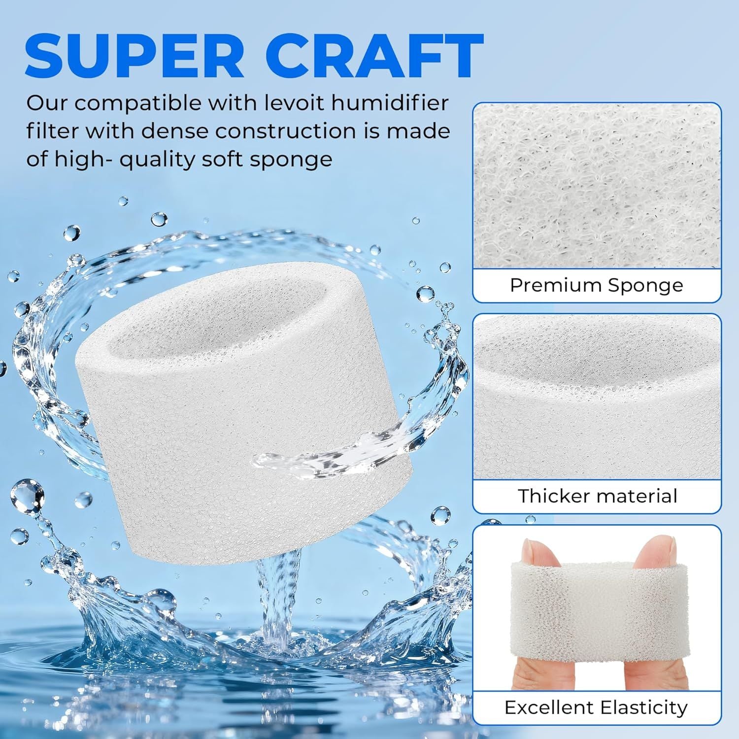 30-Pack Top ill Humidiier Replacement ilters or LEVOIT Classic160, Dual150, Dual200S, Classic300 S , LV600S, OasisMist 450S, Superior6000S Series Humidiiers by