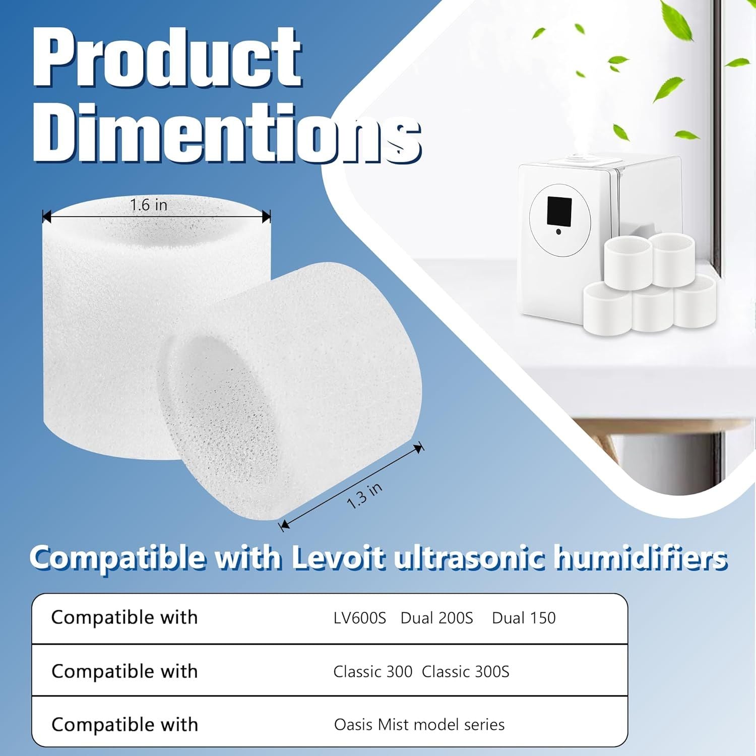 Top ill Humidiier Replacement ilters or LEVOIT Classic160, Dual150, Dual200S, Classic300 S , LV600S, OasisMist 450S, Superior6000S Series Humidiiers to Improve Humidiication, 20-Pack by