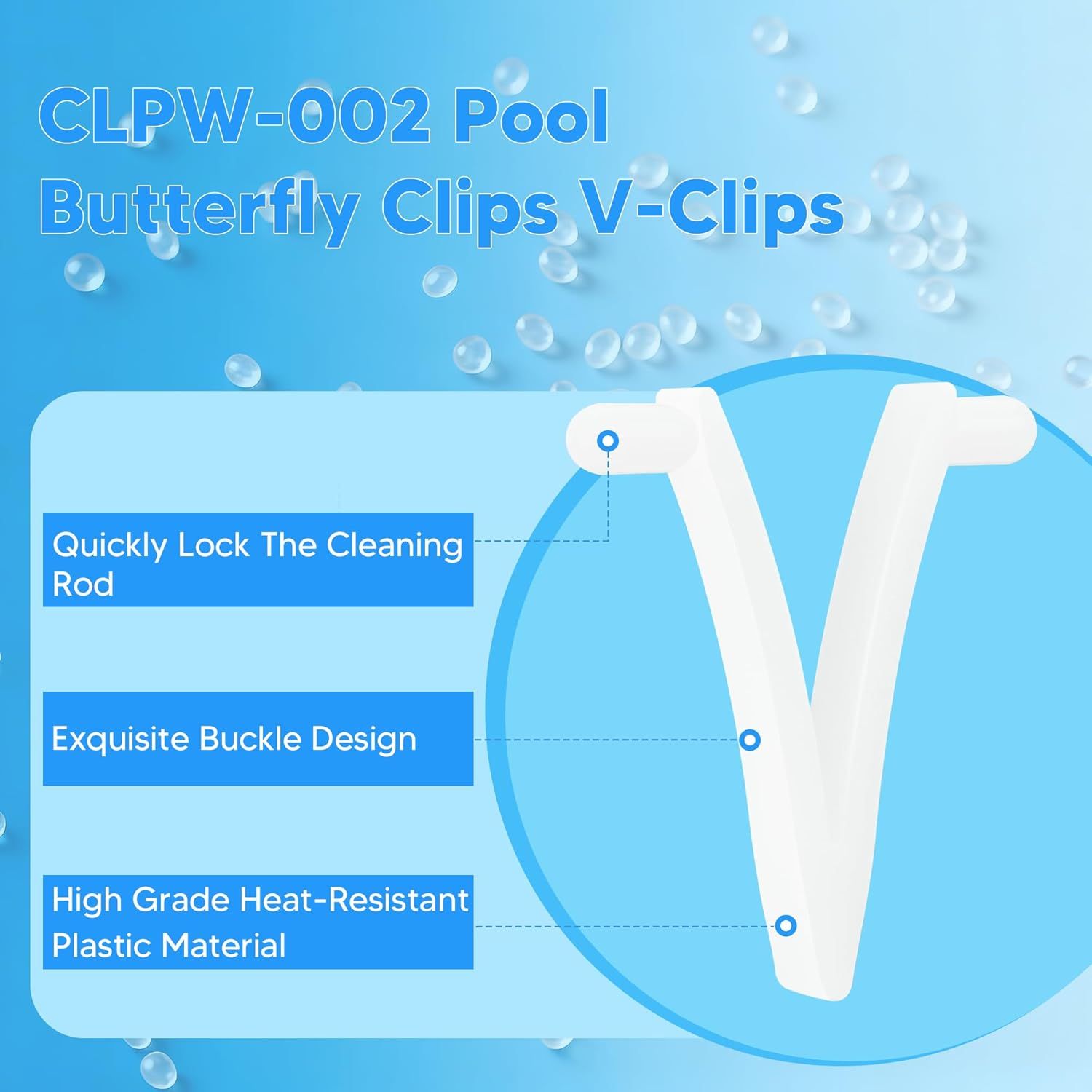 Pool Butterly Clips V-Clips Attachment Clips Replacement or Pool Spa Brush Lea Rake Lea Skimmer 24 Pack