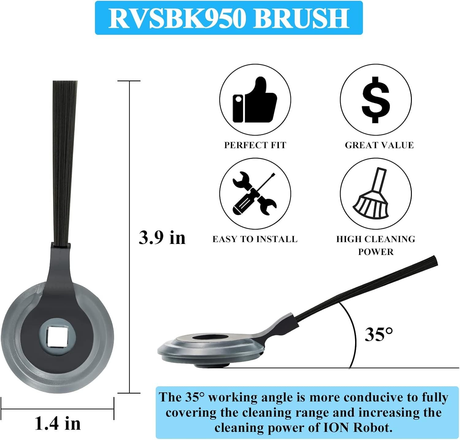 Vacuum Parts Replacement or Shark ION Robot RVSBK950 R85 RV850 RV850BRN RV850WV RV851WV RV871 S86 S87 RV700_N R71 R72 RV720_N R75 RV750_N AV752 Vacuums Attachments, Rotates 360 Degrees, 8 Pack