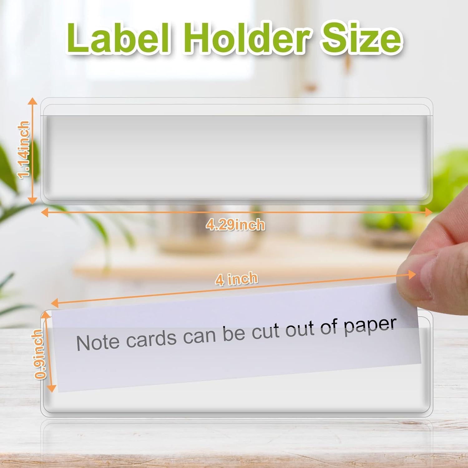 Label Holders Adhesive Shel Tags - 50Pcs Clear Plastic Labels or Storage Bins with Name Label Badge Inserts, Removable Adhesive Pockets or Shel Mailbox Binders Drawers Cabinets Organizer