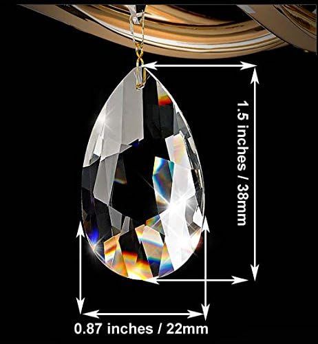 20Pcs Chandelier Crystals, Clear Teardrop Crystal Chandelier Pendants Parts Beads, Hanging Crystals or Chandeliers 38mm, Clear