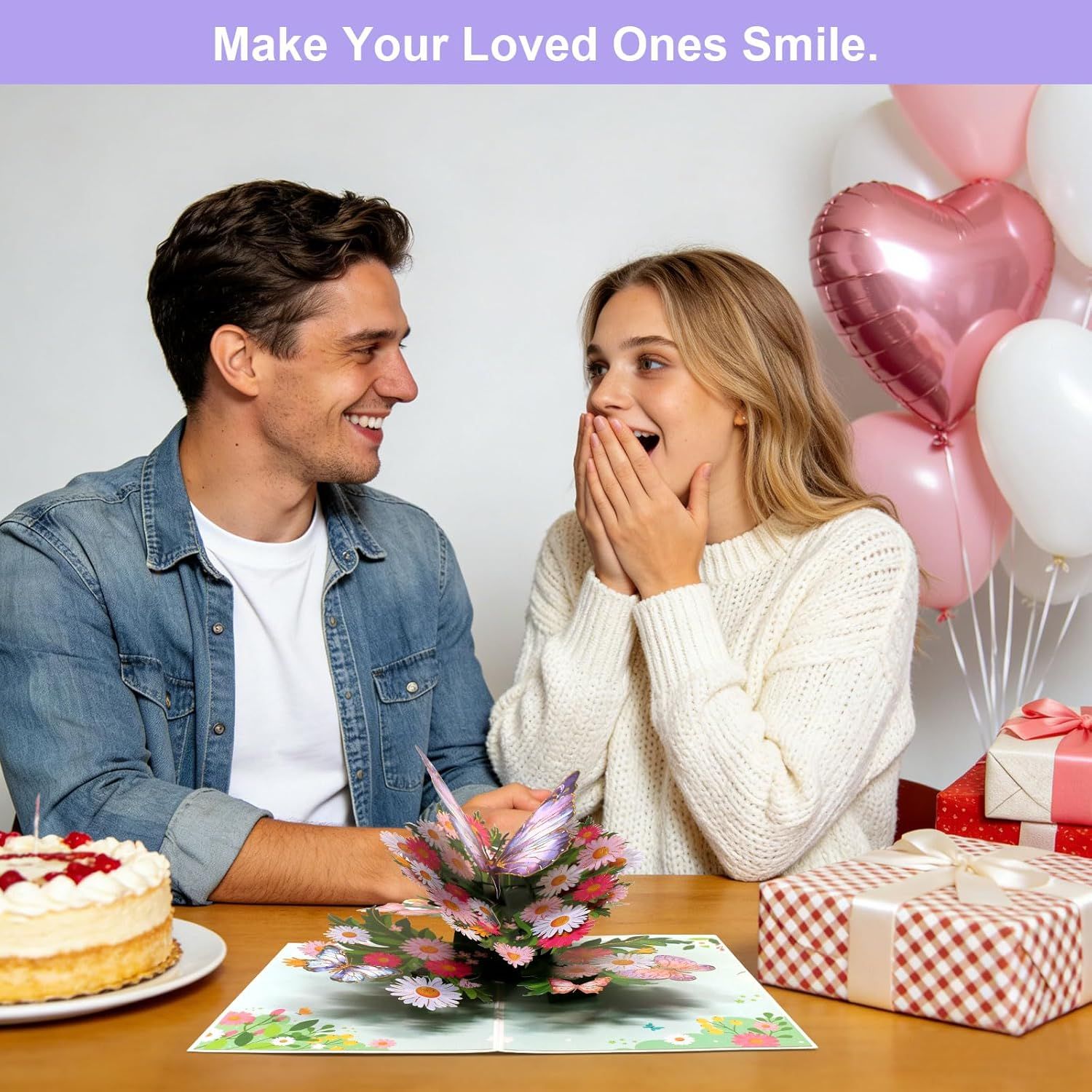 Birthday Card or Wie, Beautiul 3D Butterly Pop-Up Greeting Card with Envelope, Heartelt Birthday Gits or Wie, Husband, Girlriend, Mom, Dad, Sister, riend on Special Day Purple