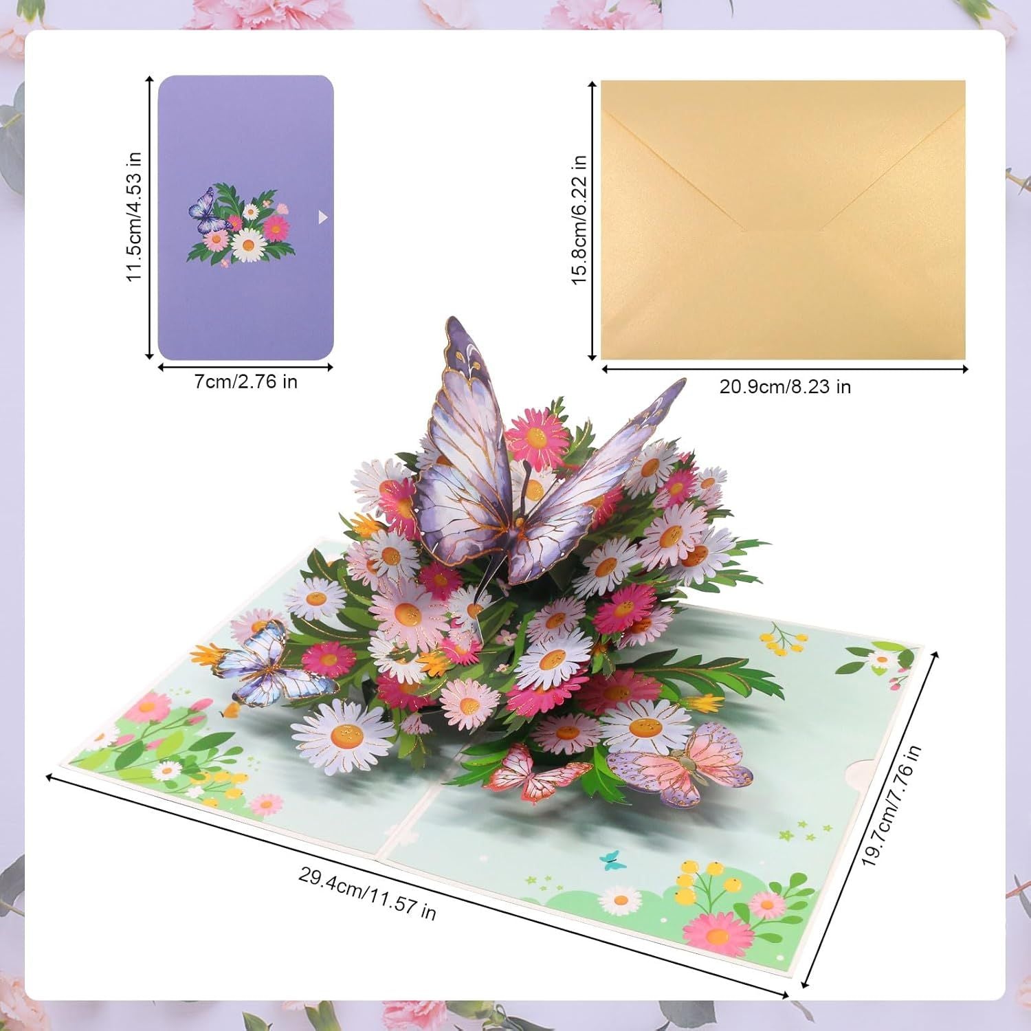 Birthday Card or Wie, Beautiul 3D Butterly Pop-Up Greeting Card with Envelope, Heartelt Birthday Gits or Wie, Husband, Girlriend, Mom, Dad, Sister, riend on Special Day Purple