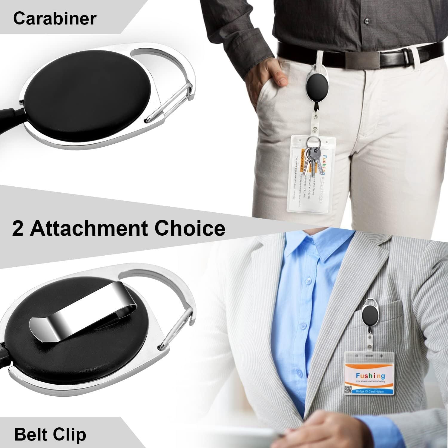 10Pcs Retractable ID Badge Holders ID Badge Reels with Belt Clip Retractable Badge Holders or Oice Worker Doctor Nurse Black