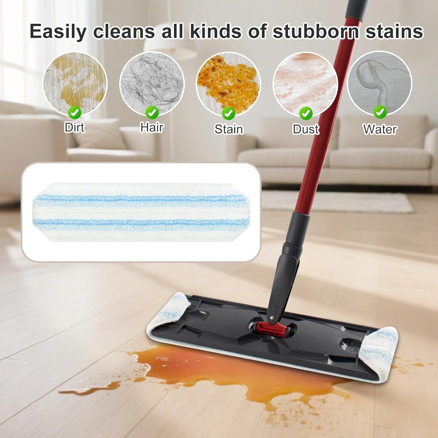 Mop Pads Replacements Compatible with O Cedar H2prO lat Mop System Microiber Mop Replacement Heads or O-Cedar/Vileda H2prO lat loor Mop, Washable & Reusable Pad Reills or Deep Cleaning, 4 Pack