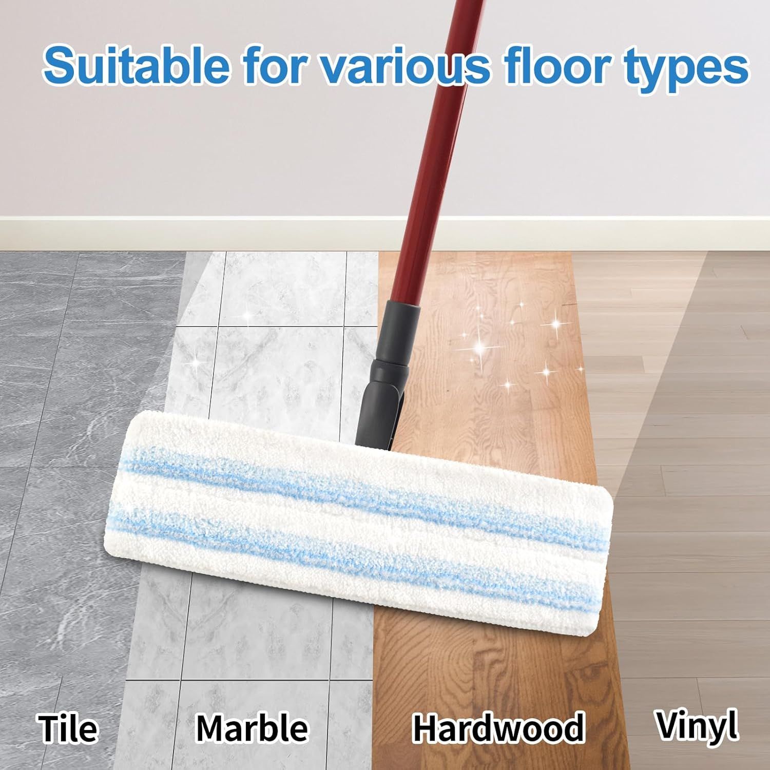 Mop Pads Replacements Compatible with O Cedar H2prO lat Mop System Microiber Mop Replacement Heads or O-Cedar/Vileda H2prO lat loor Mop, Washable & Reusable Pad Reills or Deep Cleaning, 4 Pack