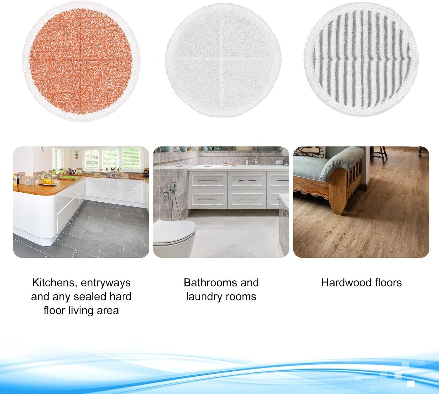 6 Pack Mop Pads Replacement Compatible with Bissell Spinwave Mops 2124 2039 2037 2039A Series Steam Mop Pads or Bissell Spinwave Hard loor Cleaning Kits 2 Sot Pads, 2 Scrubby and 2 Heavy Scrub Pads