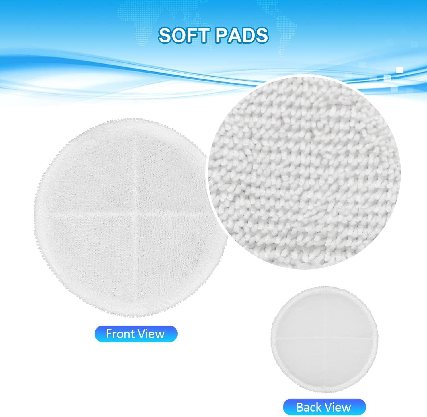 6 Pack Mop Pads Replacement Compatible with Bissell Spinwave Mops 2124 2039 2037 2039A Series Steam Mop Pads or Bissell Spinwave Hard loor Cleaning Kits 2 Sot Pads, 2 Scrubby and 2 Heavy Scrub Pads