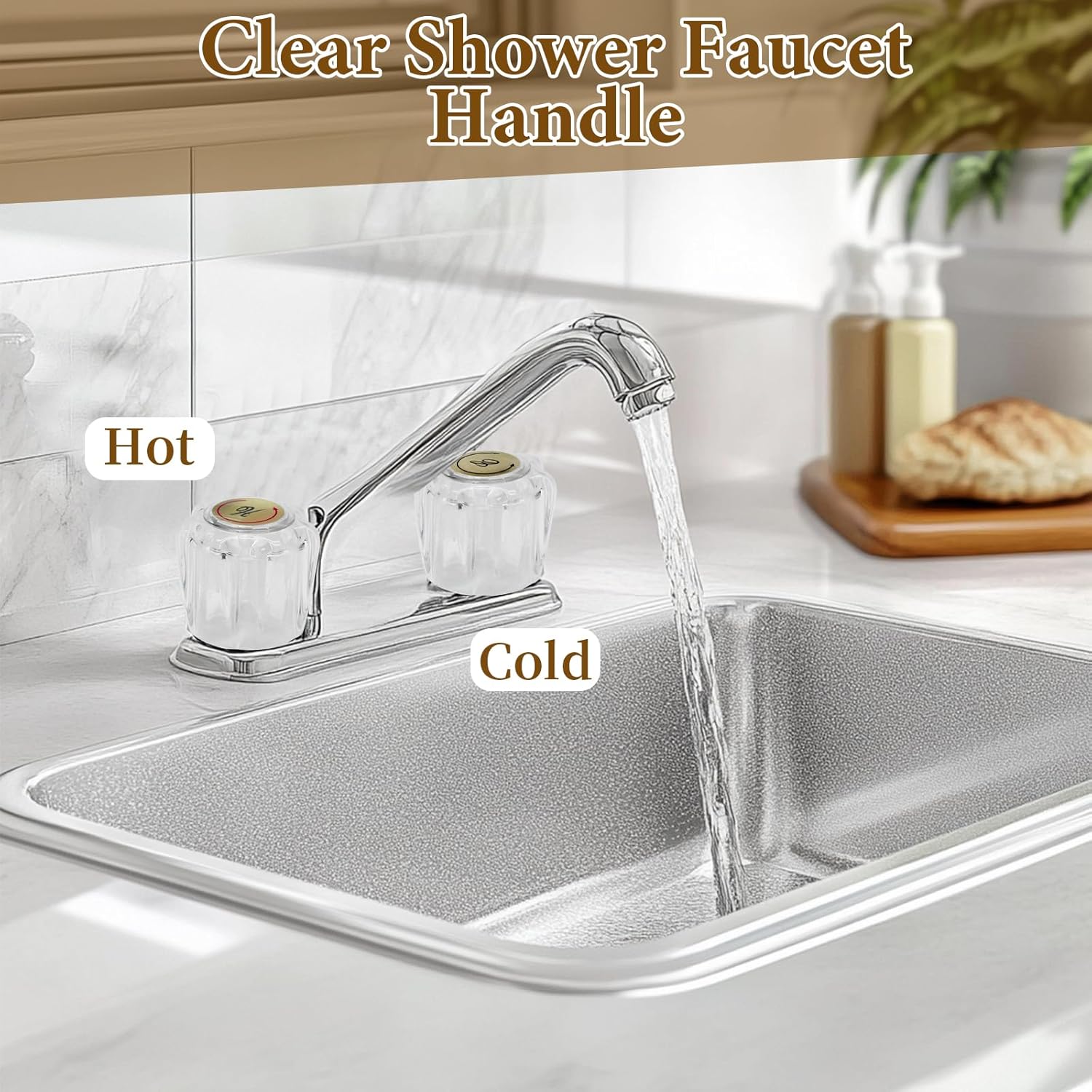 Biaungdo Clear Shower Knob Replacement Set of 2, Bathtub Faucet Handles Include Hot and Cold Shower Knob for Remodeling Trim, with Screws & Screwdriver