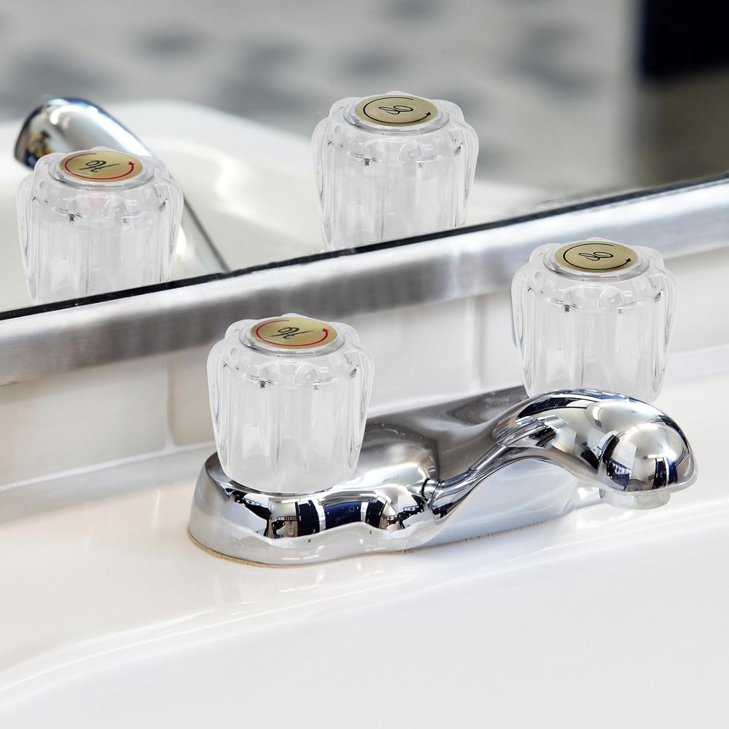 Biaungdo Clear Shower Knob Replacement Set of 2, Bathtub Faucet Handles Include Hot and Cold Shower Knob for Remodeling Trim, with Screws & Screwdriver