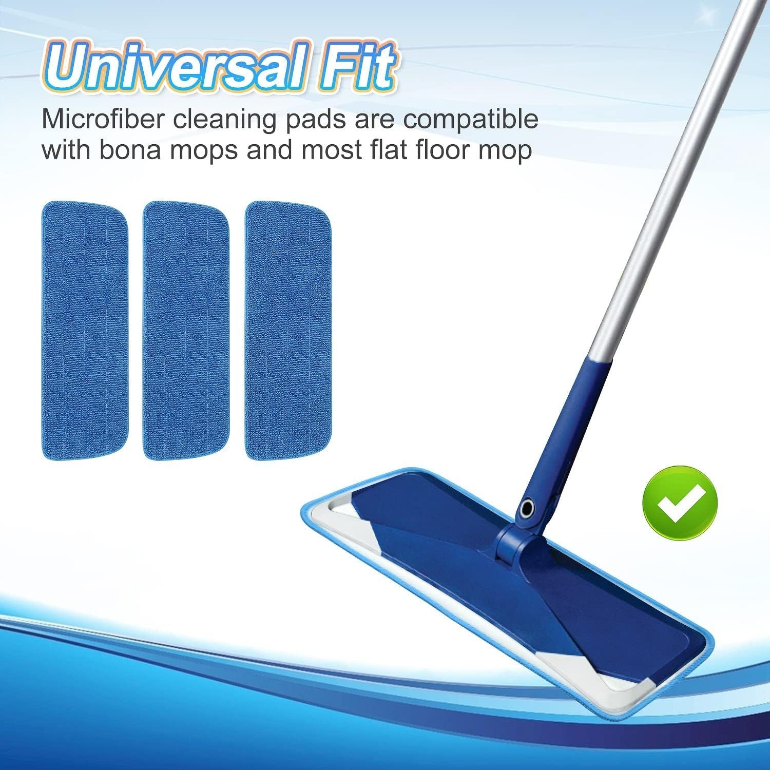 3 Pack Microiber Mop Pads Replacement or Wet/Dry Mop loor Cleaning Reusable Mop Pads Reills or Spray loor Mops Compatible with Bona loor Care System and Any Microiber lat Spray Mop