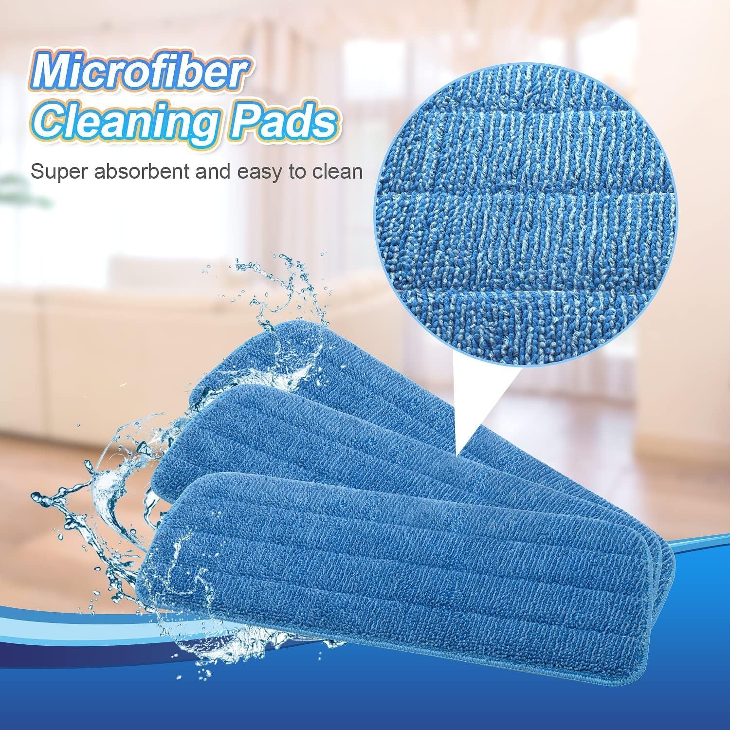 3 Pack Microiber Mop Pads Replacement or Wet/Dry Mop loor Cleaning Reusable Mop Pads Reills or Spray loor Mops Compatible with Bona loor Care System and Any Microiber lat Spray Mop