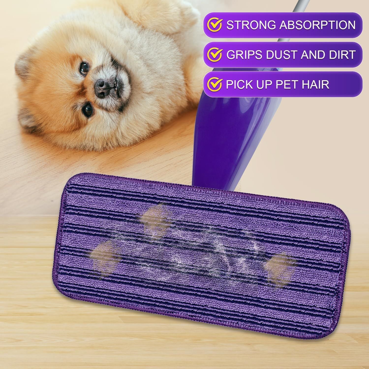 Updated & Innovative Cationic Mop Pads or Swier Wet Jet and Most Velcro 10" 11" 12" Spray Mops, Reusable Swier Wet Jet Mop Pads Replacement