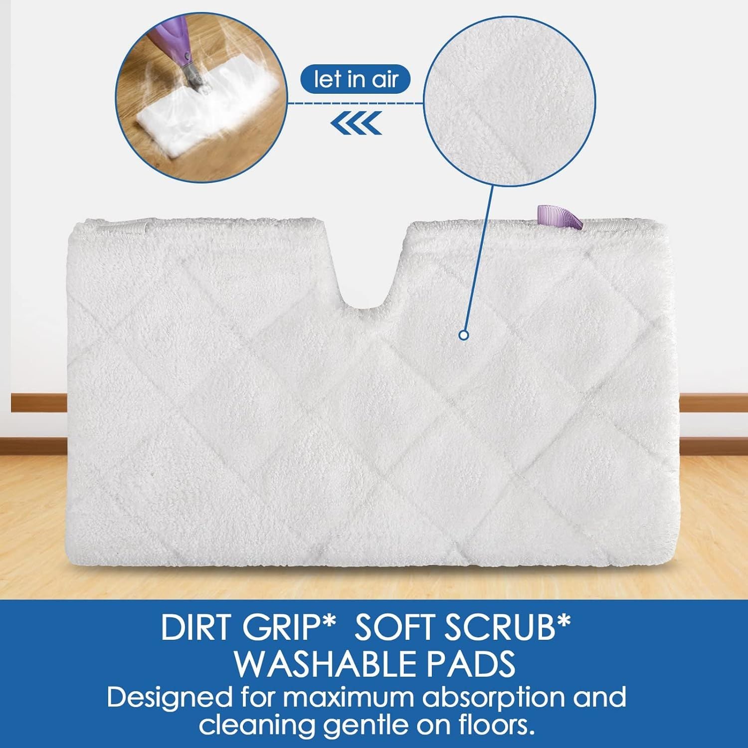 S3501 S3601 Steam Mop Replacement Pads Compatible with Shark Steam Pocket Mop, Vacmop Replacement Pads or Shark Steamer Pads S3500 Series S3501 S3601 S3550 S3601D S3901 S3801 S3801CO, White