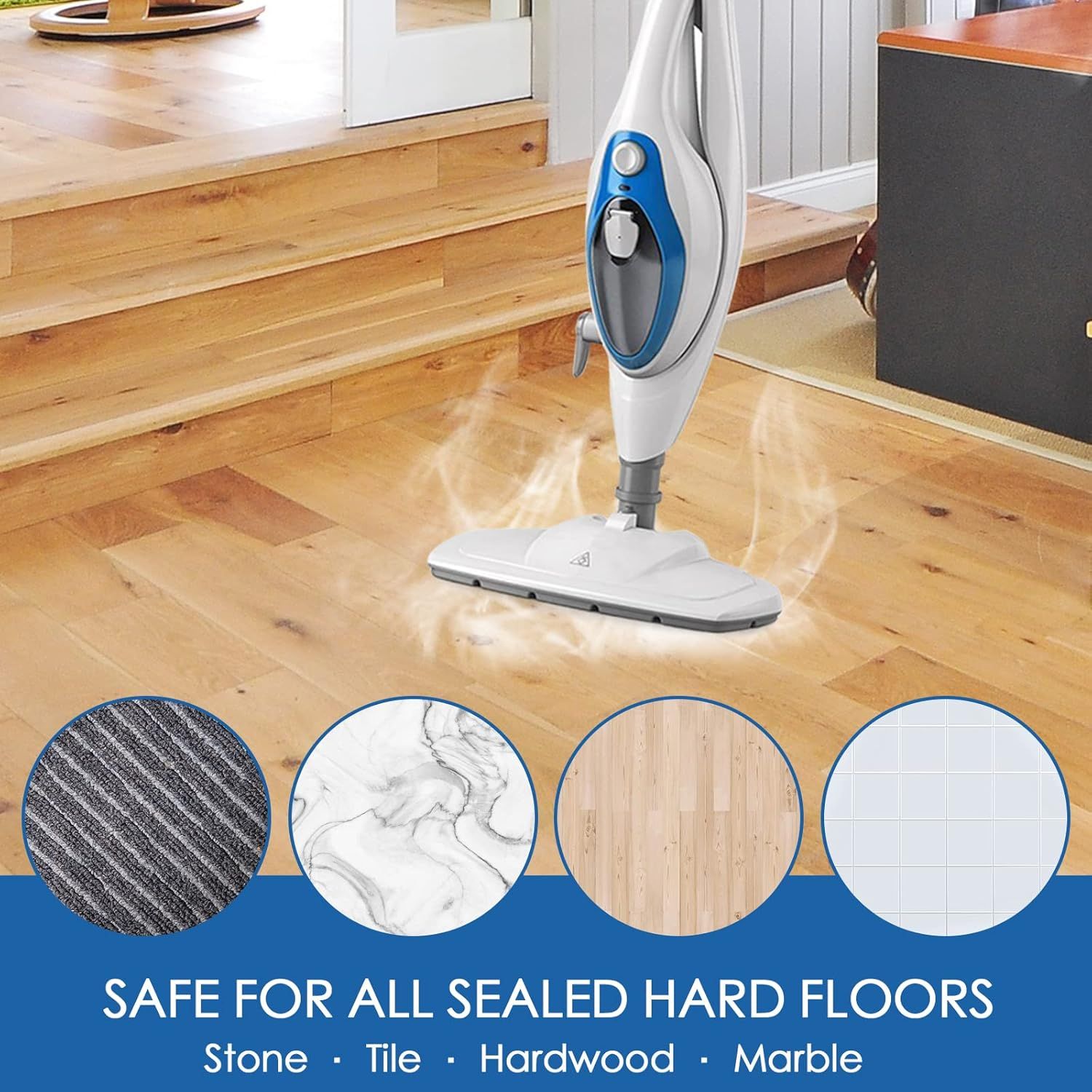 Steam Mop Pads or PurSteam ThermaPro 10-in-1 and ThermaPro 211 Steam Mop Cleaner, Pur steam Mop Replacement Pads Microiber Reusable Steam Mop Pads or Steamer loor Cleaning, 6 Pack