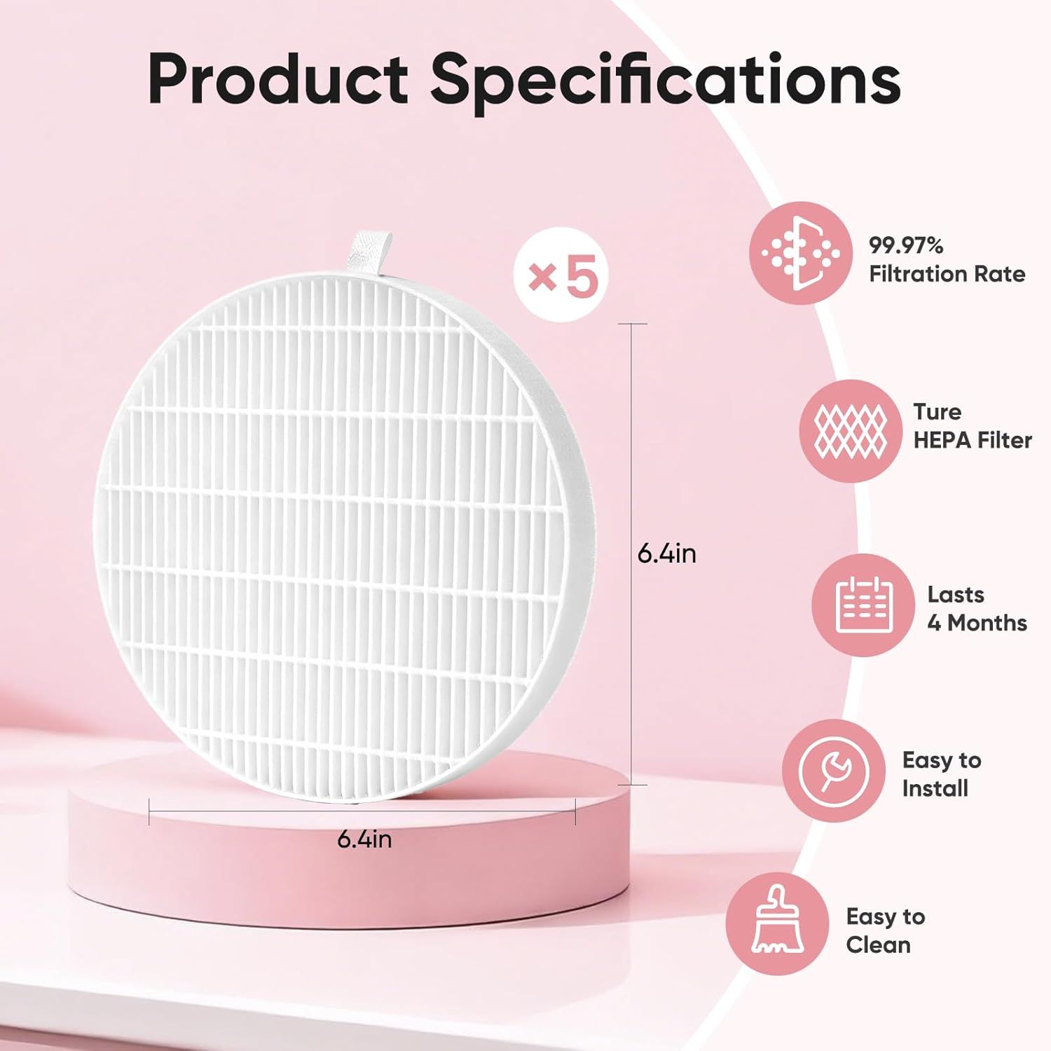 5 Pack Nail Dust Collector ilters Compatible with Melody Susie Dust Collector, Models HPro/SProR, ilters 99% o Nail Dust, Reusable & Easy to Clean