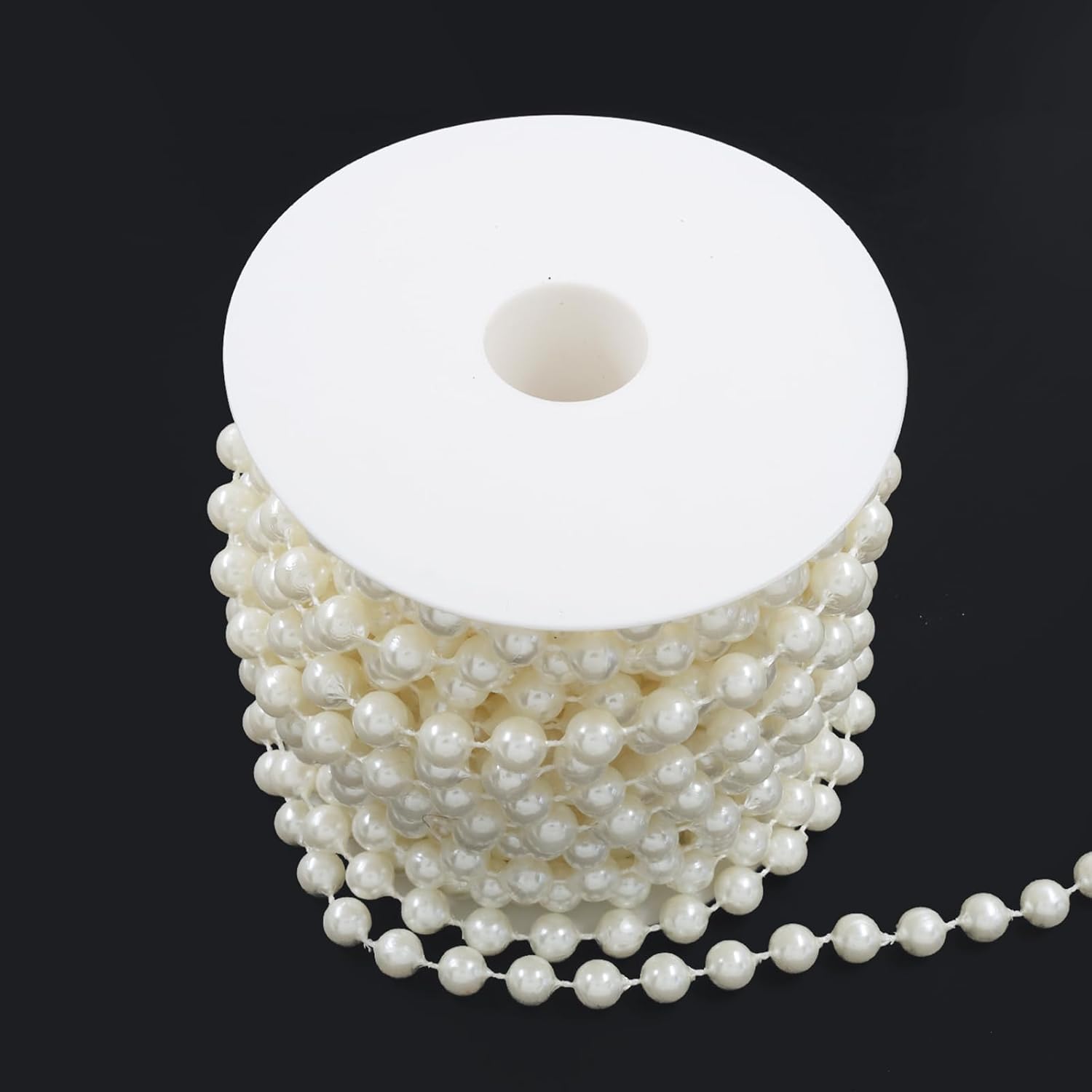 Biaungdo 8mm Millet Beads Faux Pearl Roll Strand, 10 Meters / 33 Feets Ivory Crafts String Faux Pearl Garland for Wedding Centerpieces, Christmas Tree, Party & Floral Decorations DIY