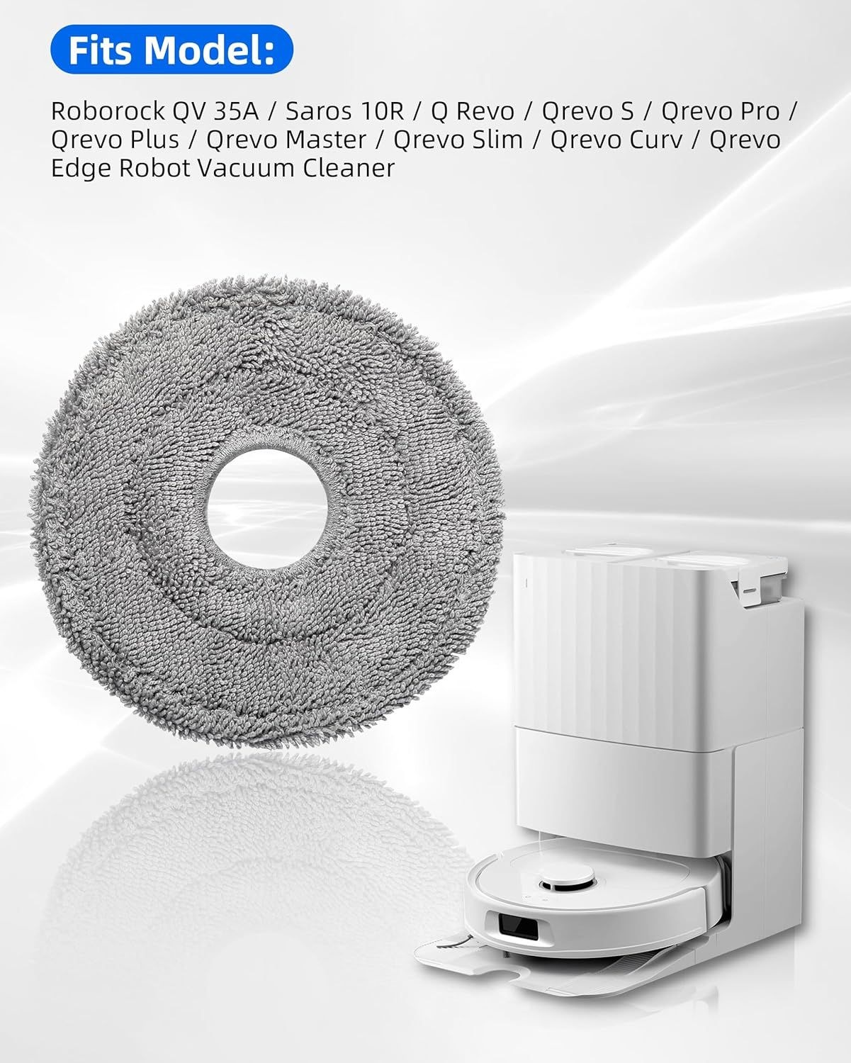 Robot Vacuum and Mop Pads 10 Pack or QV 35A/Saros 10R/Q Revo/Qrevo S/Qrevo Pro/Qrevo Plus/Qrevo Master/Qrevo Slim/Qrevo Curv/Qrevo Edge Robot Vacuum Cleaner, High-Twist Braided Microiber