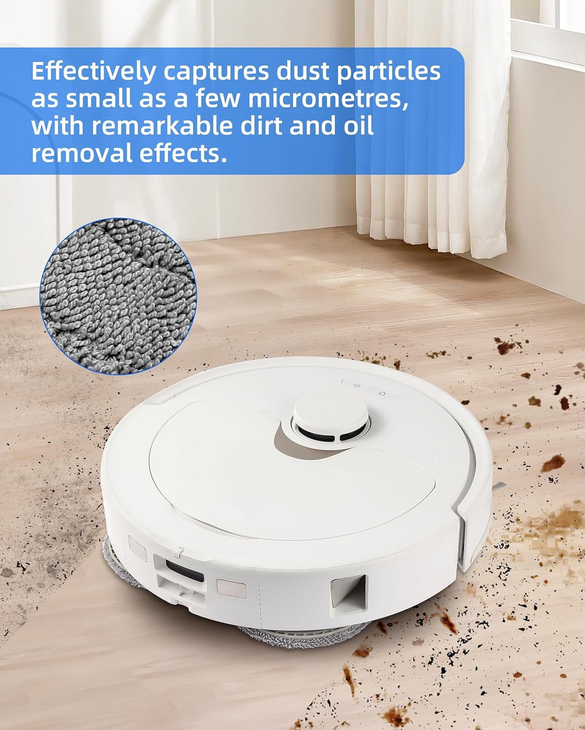 Robot Vacuum and Mop Pads 10 Pack or QV 35A/Saros 10R/Q Revo/Qrevo S/Qrevo Pro/Qrevo Plus/Qrevo Master/Qrevo Slim/Qrevo Curv/Qrevo Edge Robot Vacuum Cleaner, High-Twist Braided Microiber