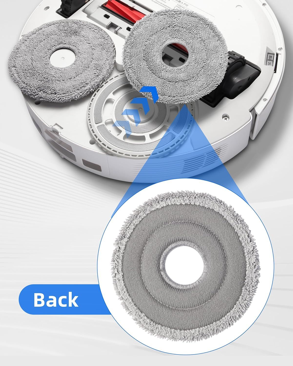 Robot Vacuum and Mop Pads 10 Pack or QV 35A/Saros 10R/Q Revo/Qrevo S/Qrevo Pro/Qrevo Plus/Qrevo Master/Qrevo Slim/Qrevo Curv/Qrevo Edge Robot Vacuum Cleaner, High-Twist Braided Microiber