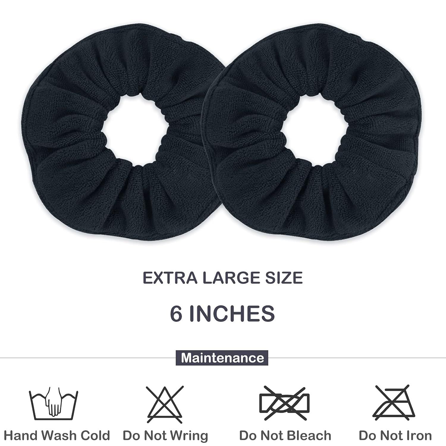 Super Towel Scrunchies or Drying Hair, Absorbent and Sot Microiber or rizz ree, Large Thick Ponytail Holder Wet Hair Accessories or Women and Girls, 4 PCS Black