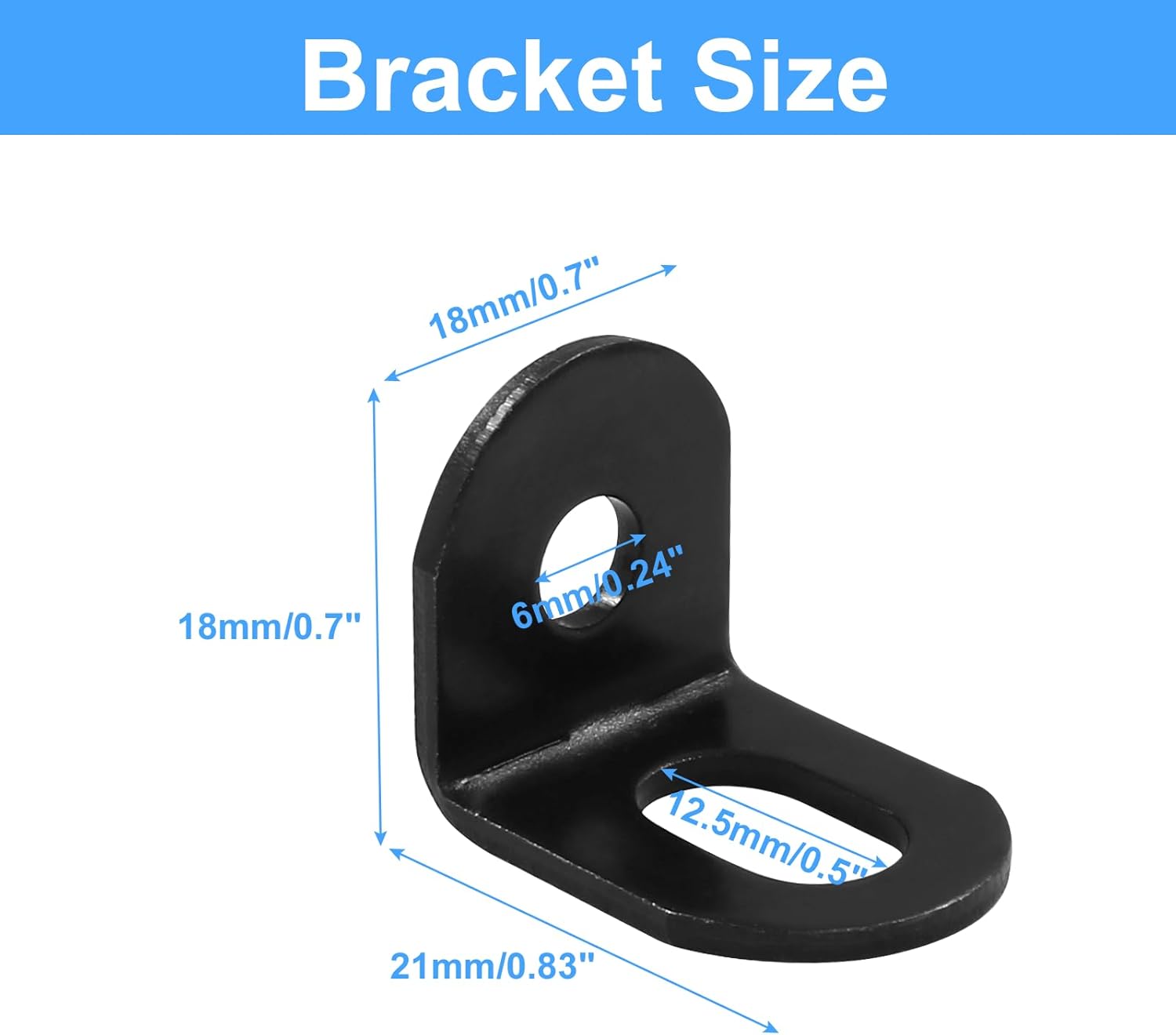 Biaungdo 15 Pcs 18x18x21mm/0.7"x0.7"x0.83" Adjustable Right Angle Brackets L-Shape Corner Brace Support Black