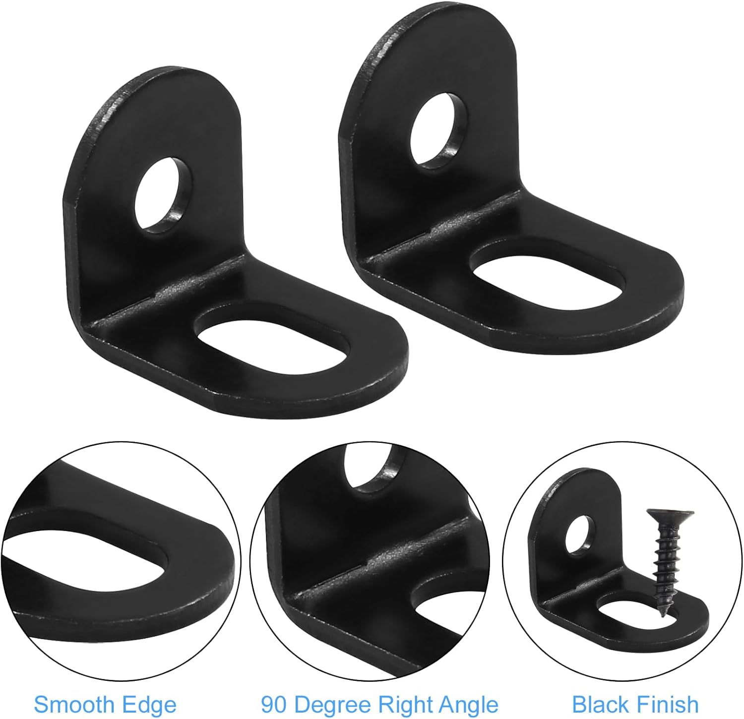 Biaungdo 15 Pcs 18x18x21mm/0.7"x0.7"x0.83" Adjustable Right Angle Brackets L-Shape Corner Brace Support Black