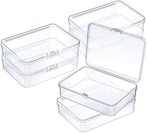 6 Pieces Mini Plastic Clear Beads Storage Containers Box or Collecting Small Items, Beads, Jewelry, Business Cards, Game Pieces, Crats 4.5 x 3.3 x 1.2 Inch