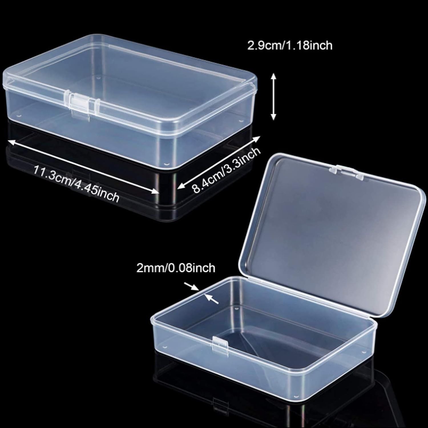6 Pieces Mini Plastic Clear Beads Storage Containers Box or Collecting Small Items, Beads, Jewelry, Business Cards, Game Pieces, Crats 4.5 x 3.3 x 1.2 Inch