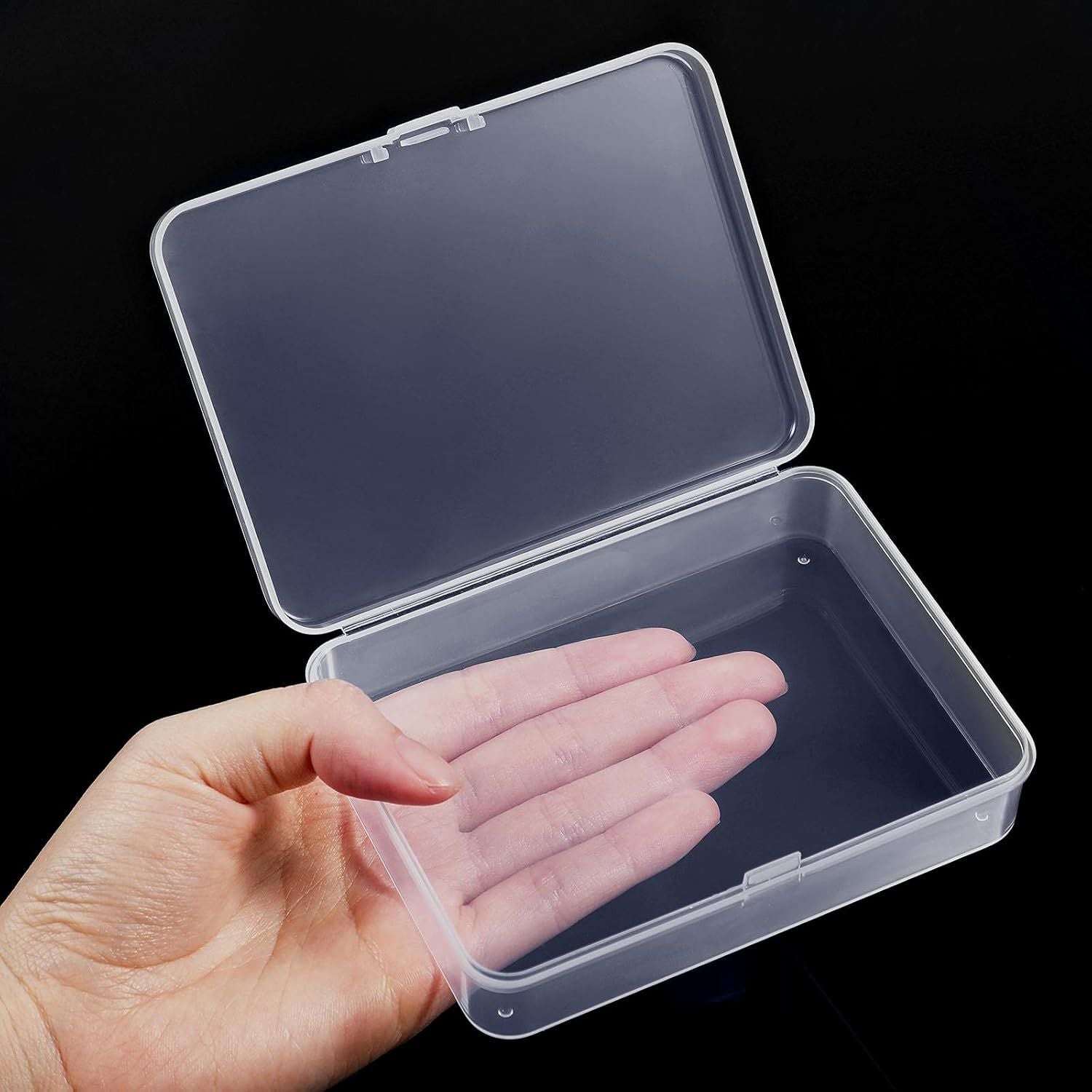 6 Pieces Mini Plastic Clear Beads Storage Containers Box or Collecting Small Items, Beads, Jewelry, Business Cards, Game Pieces, Crats 4.5 x 3.3 x 1.2 Inch