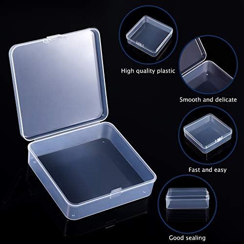 6 Pieces Mini Plastic Clear Beads Storage Containers Box or Collecting Small Items, Beads, Jewelry, Business Cards, Game Pieces, Crats 4.5 x 3.3 x 1.2 Inch