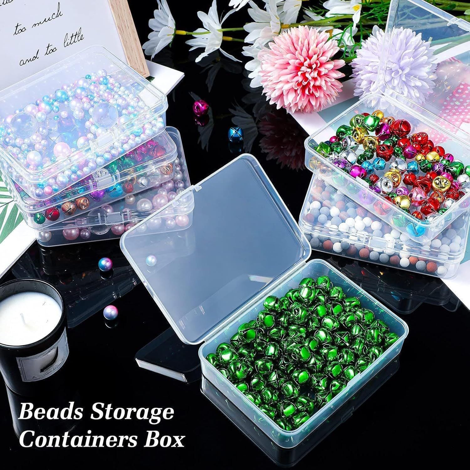6 Pieces Mini Plastic Clear Beads Storage Containers Box or Collecting Small Items, Beads, Jewelry, Business Cards, Game Pieces, Crats 4.5 x 3.3 x 1.2 Inch