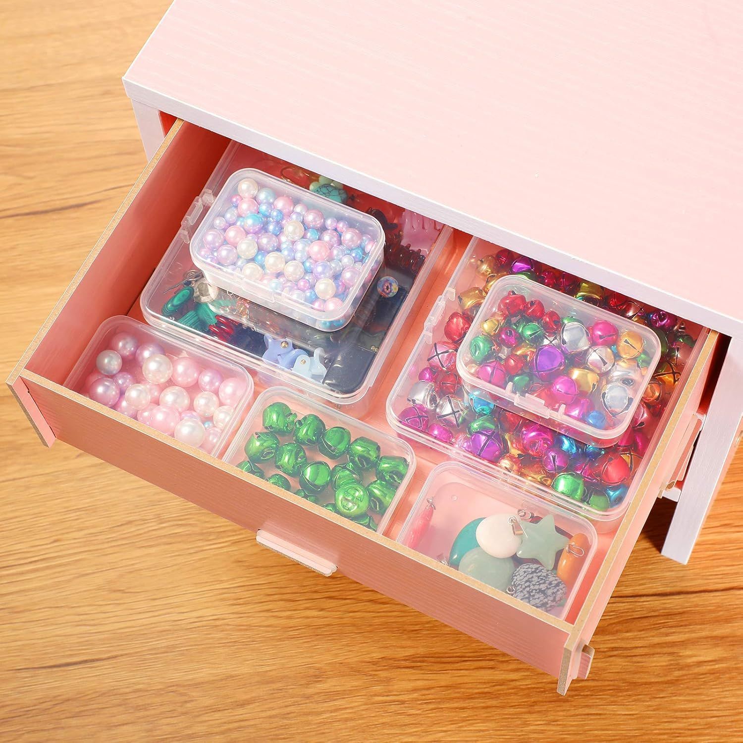 6 Pieces Mini Plastic Clear Beads Storage Containers Box or Collecting Small Items, Beads, Jewelry, Business Cards, Game Pieces, Crats 4.5 x 3.3 x 1.2 Inch
