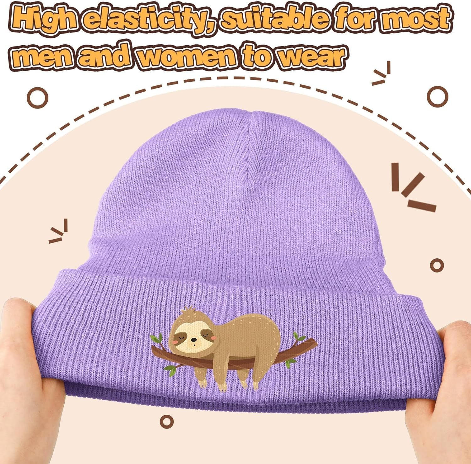 Sloth Beanie Winter Purple Hat or Women Cute Sloth Knitted Cap Winter Crochet Hat Gits or Women Animal Lovers