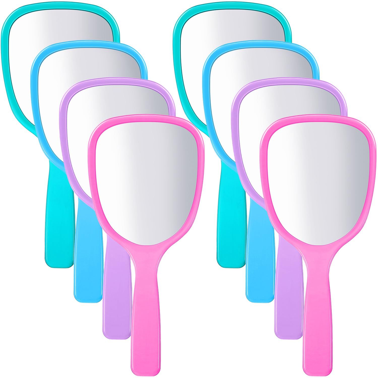8 Pcs Small Handheld Hand Mirrors 1X Compact Travel Makeup Mirror 3.15 x 7.09 in Mini Handheld Cosmetic Kid Mirror or Girl DIY Crats Classroom Party avors Blue,Green,Pink,Purple