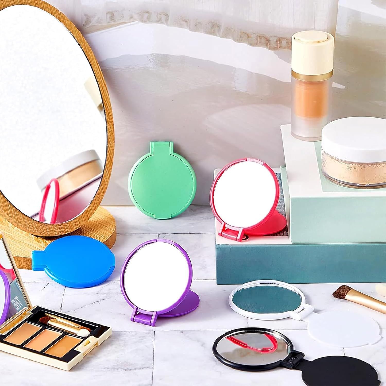 12 Pieces Compact Mirrors Bulk Gits Mini Vintage Pocket Mirrors or Purse Small Portable olding Round Makeup Stus or Travel Daily Use Party avors Women Classic Colors