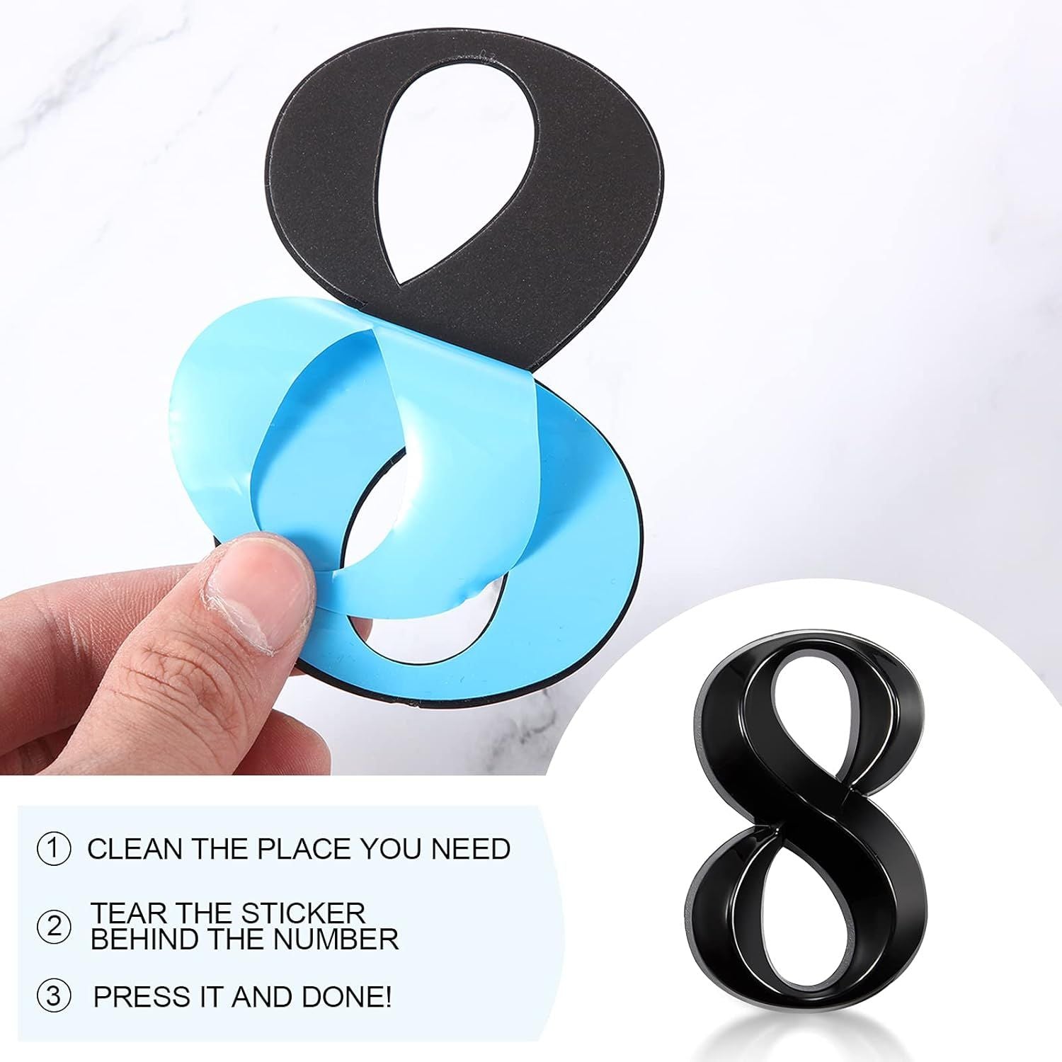 10 Pcs House Numbers 3D Door Mailbox Numbers 0-9 Sel Adhesive House Door Street Address Stickers or, Apartment, Oice, Hotel Room, Mailbox Signs 4 x 2.5 Inches,Black