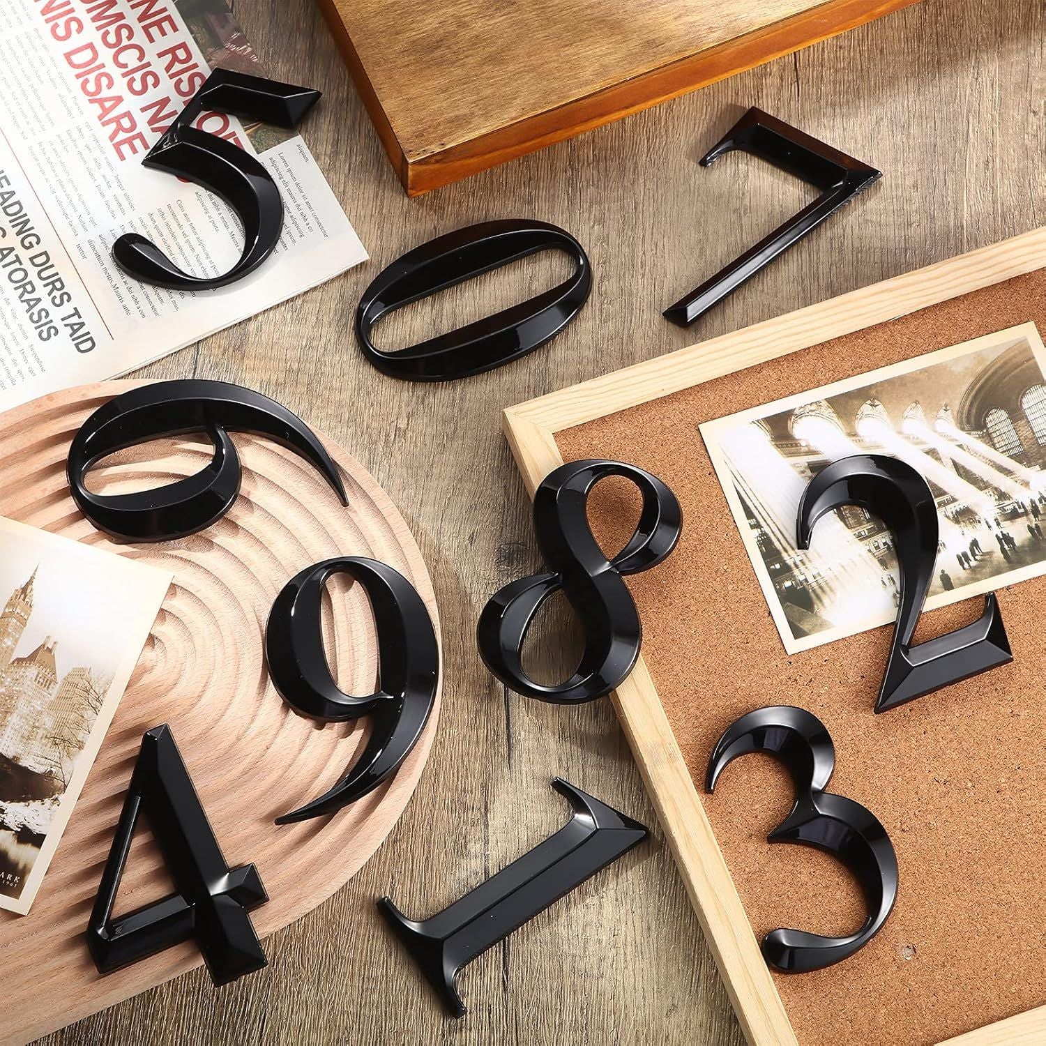 10 Pcs House Numbers 3D Door Mailbox Numbers 0-9 Sel Adhesive House Door Street Address Stickers or, Apartment, Oice, Hotel Room, Mailbox Signs 4 x 2.5 Inches,Black