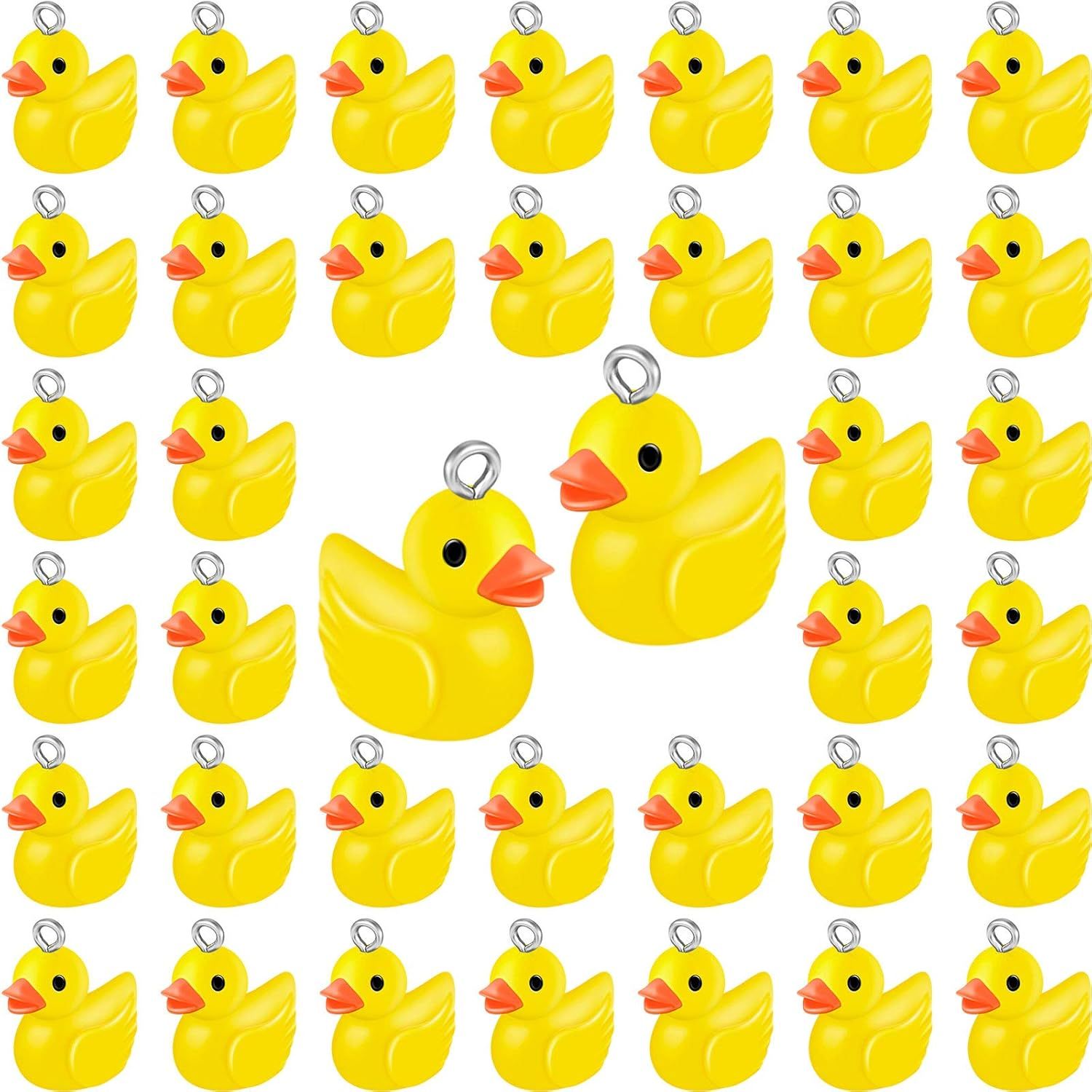 40 Pcs Mini Resin Duck Charms Pendants indings Beads or Women Adult Jewelry Making DIY Bracelet Necklace Earrings Keychain Crats Gits Party avors Yellow,Classic