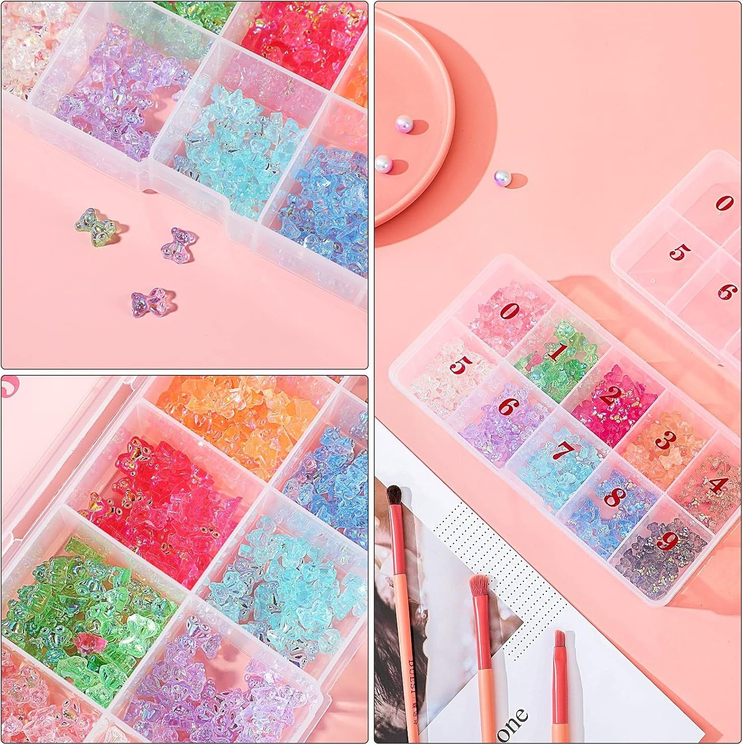 2 Pieces Nail Tip Box Empty alse Nail Tips Organizer Box with 10 Number Spaces Storage Case Container Nails Plastic Grid Boxes or ingernail Crystal Jewelry Accessories White