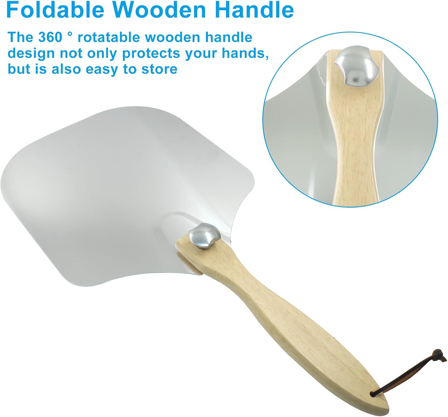 Biaungdo 12 Inch Aluminum Metal Pizza Peel, Pizza Spatula Paddle with Foldable Wood Handle for Oven