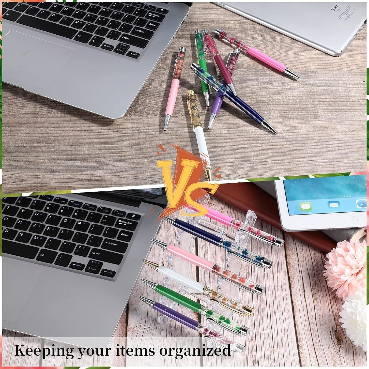 2 Pieces Plastic Pen Holder Stand 6-Slots Pencil Display Makeup Brush Rack Organizer Vertical Pencil Show Tool Rack Acrylic Pen Holder or Oice Home Clear