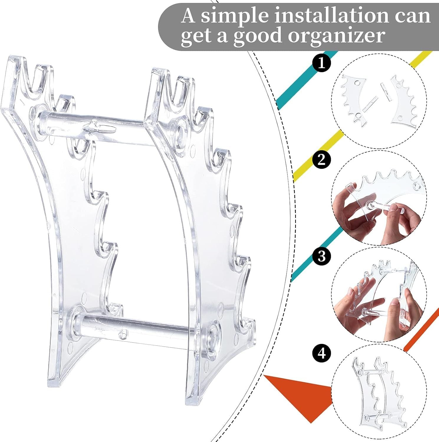 2 Pieces Plastic Pen Holder Stand 6-Slots Pencil Display Makeup Brush Rack Organizer Vertical Pencil Show Tool Rack Acrylic Pen Holder or Oice Home Clear